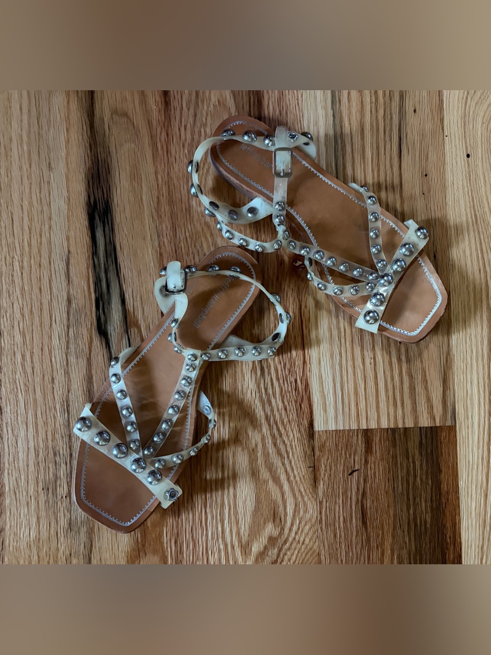 Jeffrey Campbell Cream Studded Strappy Sandals